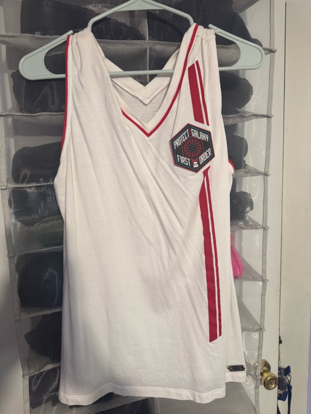 Star Wars women’s White Tank with Red Trim and Logo